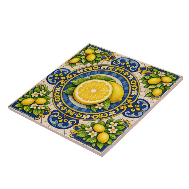 Sicilian pattern lemons ceramic tile (Lateral)