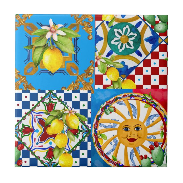 Sicilian tiles,majolica,lemons (Frente)