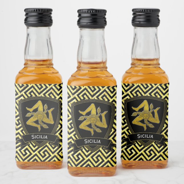 Siciliana Trinacria Dourada Chave Grega (Garrafas)