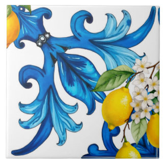 Siciliano,verão,limão,mosaico,azul