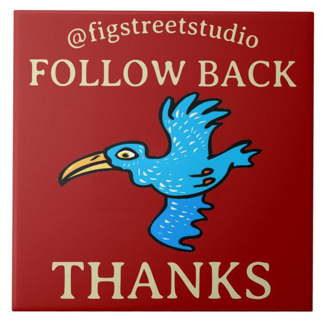 Siga Bird, adicione texto, Azulejo (Frente)