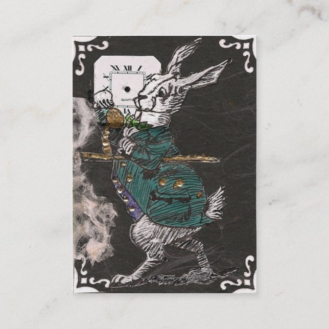 siga o cartão de visita branco do coelho (Verso)