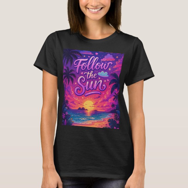 Siga o sol - camiseta de menina fofa (Frente)