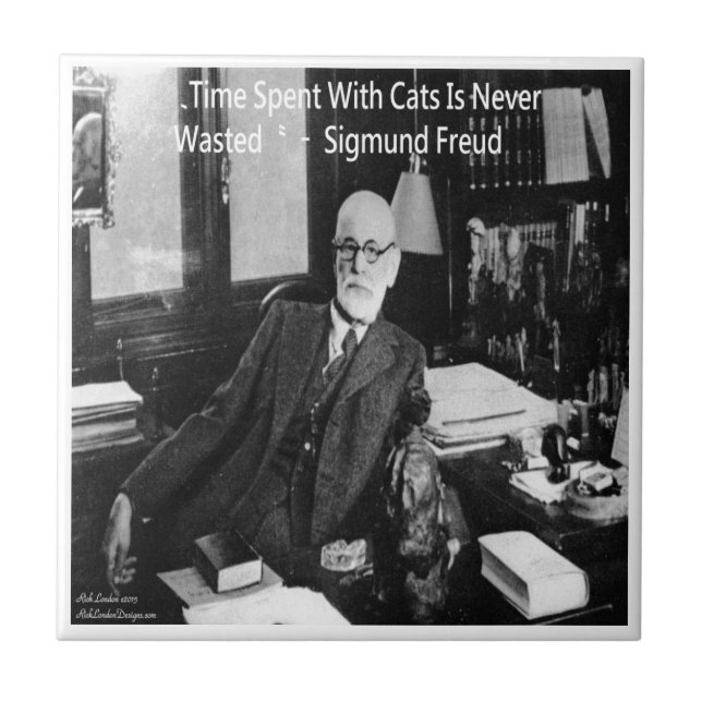 Sigmund Freud em Seu Escritório & Citação de Gato  (Frente)
