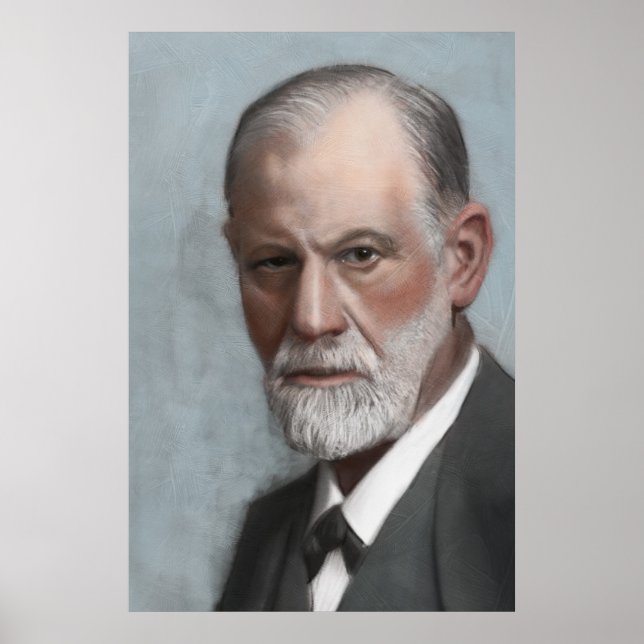 Sigmund Freud Psicólogo Art Portrait Poster (Frente)