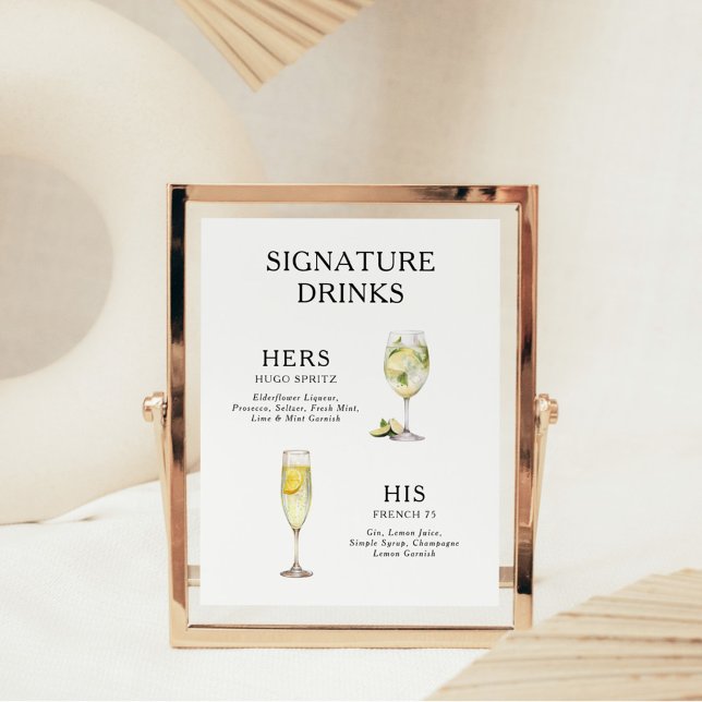 Signature Beduks Weding Cocktail Menu Poster (Criador carregado)