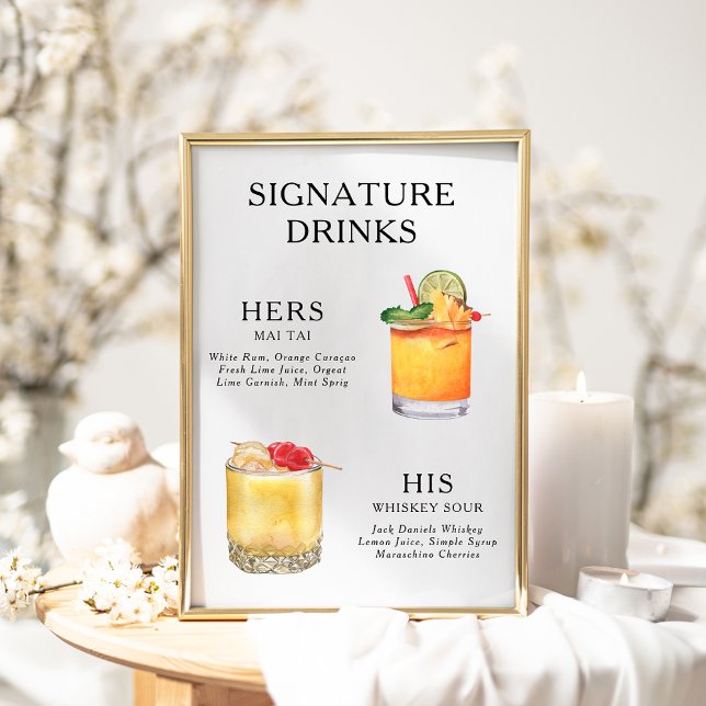 Signature Beduks Weding Cocktail Menu Poster (Criador carregado)