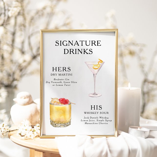 Signature Beduks Weding Cocktail Menu Poster (Criador carregado)