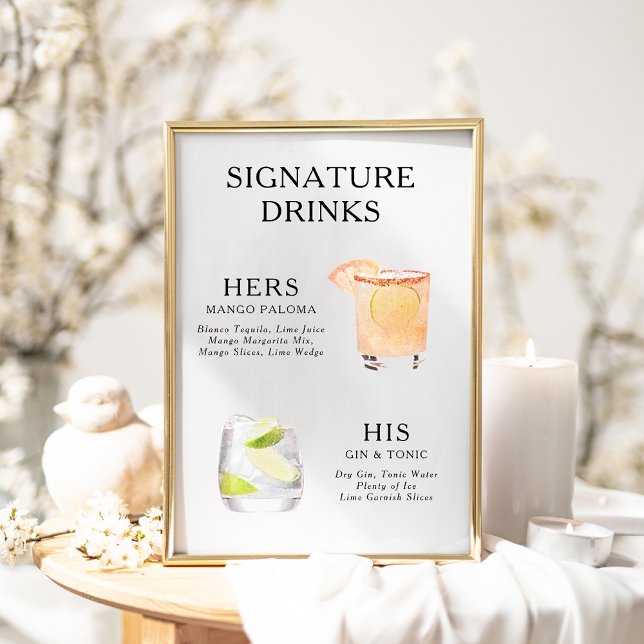 Signature Beduks Weding Cocktail Menu Poster (Criador carregado)