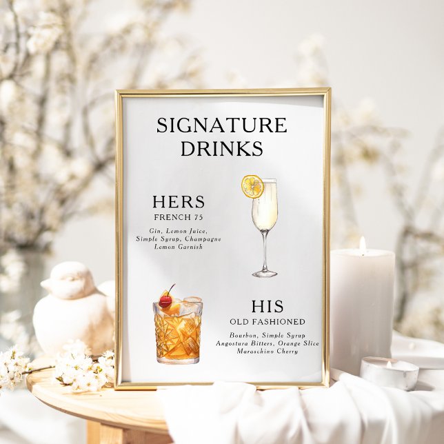 Signature Beduks Weding Cocktail Menu Poster (Criador carregado)