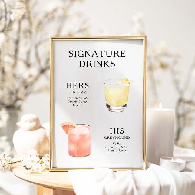 Signature Beduks Weding Cocktail Menu Poster (Criador carregado)