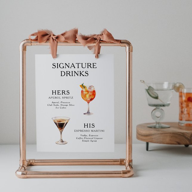 Signature Beduks Weding Cocktail Menu Poster (Criador carregado)
