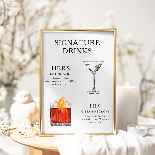 Signature Beduks Weding Cocktail Menu Poster (Criador carregado)
