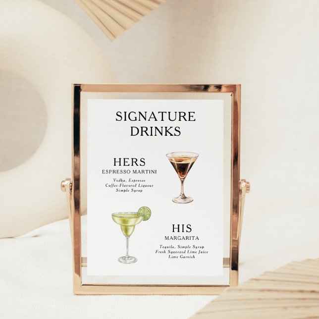 Signature Beduks Weding Cocktail Menu Poster (Criador carregado)