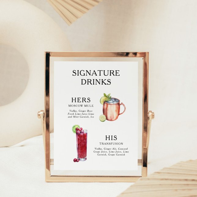 Signature Beduks Weding Cocktail Menu Poster (Criador carregado)