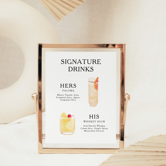 Signature Beduks Weding Cocktail Menu Poster (Criador carregado)