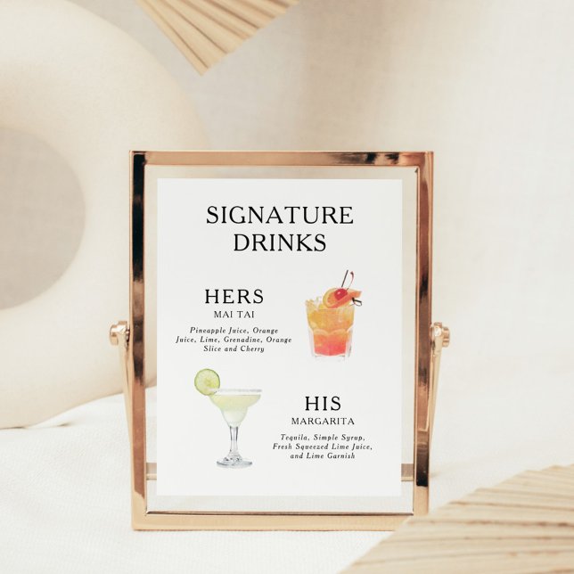 Signature Beduks Weding Cocktail Menu Poster (Criador carregado)