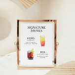 Signature Beduks Weding Cocktail Menu Poster<br><div class="desc">Personalize este cardápio de cocktail de casamento e ele certamente irá impressionar! Escolha o papel de poster de peso pesado do arquivo se quiser pendurá-lo mais facilmente.</div>