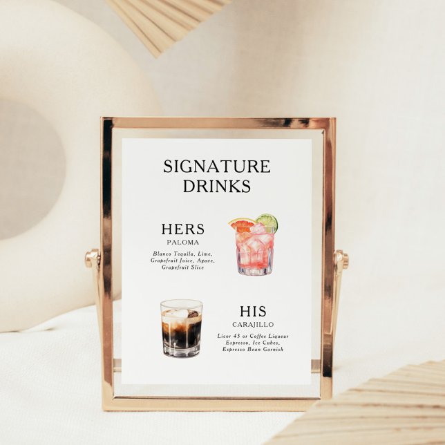 Signature Beduks Weding Cocktail Menu Poster (Criador carregado)