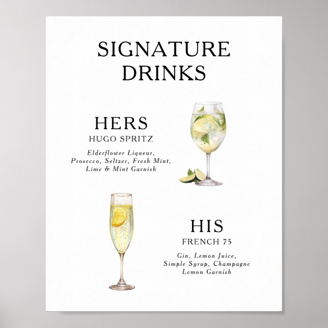Signature Beduks Weding Cocktail Menu Poster (Frente)