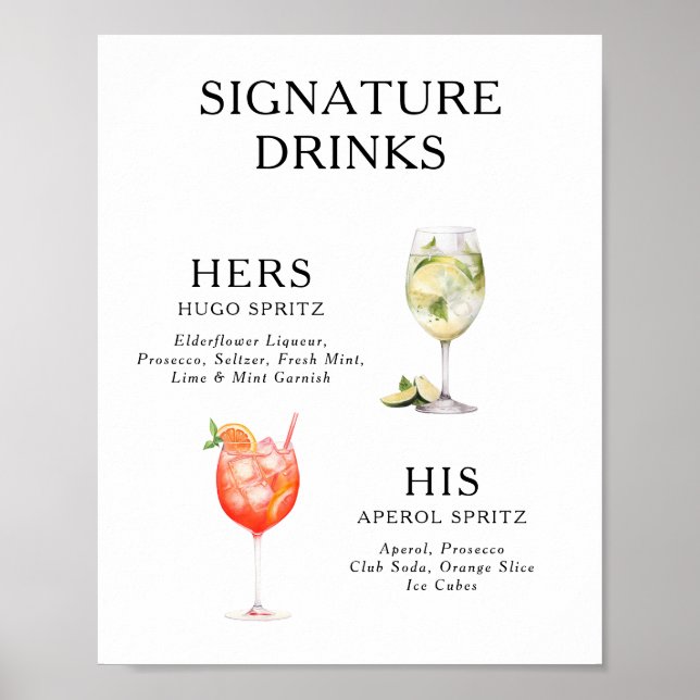 Signature Beduks Weding Cocktail Menu Poster (Frente)