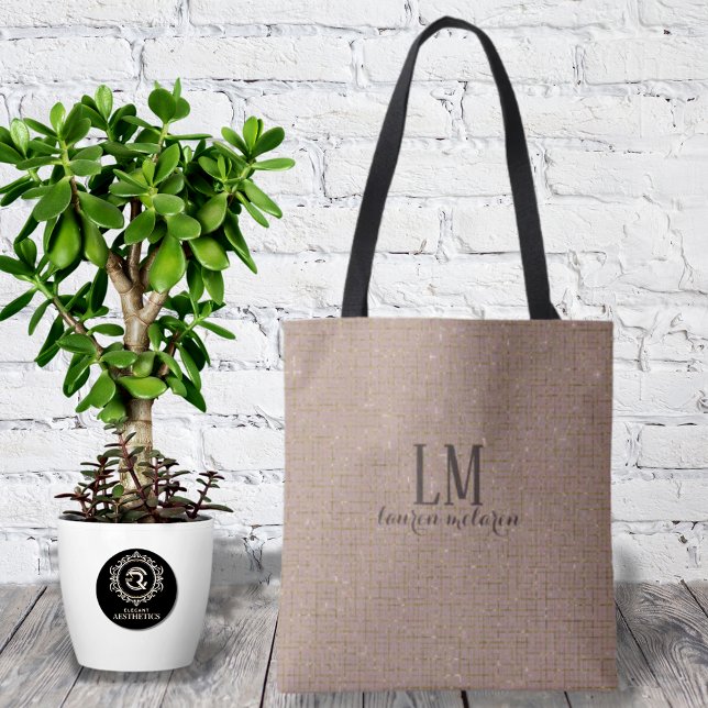 Signature True Taupe Monogram Tote with Soft Shine (Criador carregado)