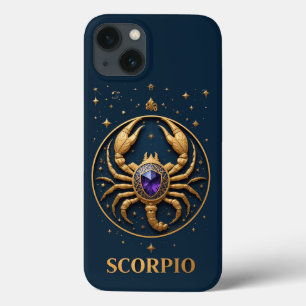 Signo Zodiacal Escorpião Dourado Com Joia e Estrel