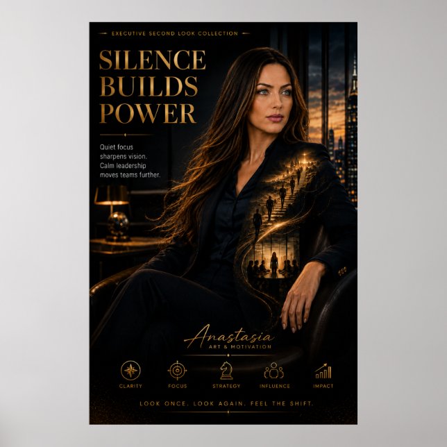 Silence Builds Power – Executive Motivation Poster (Frente)
