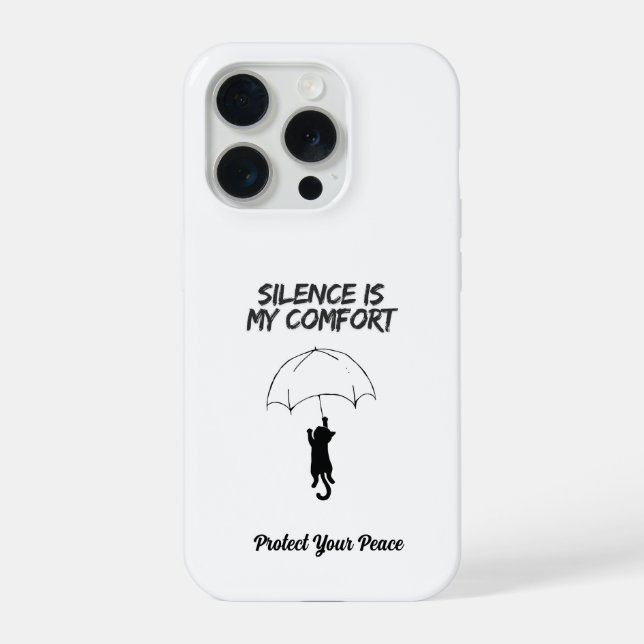 Silêncio É Meu Conforto – iPhone Gato Citação Edit (Verso)