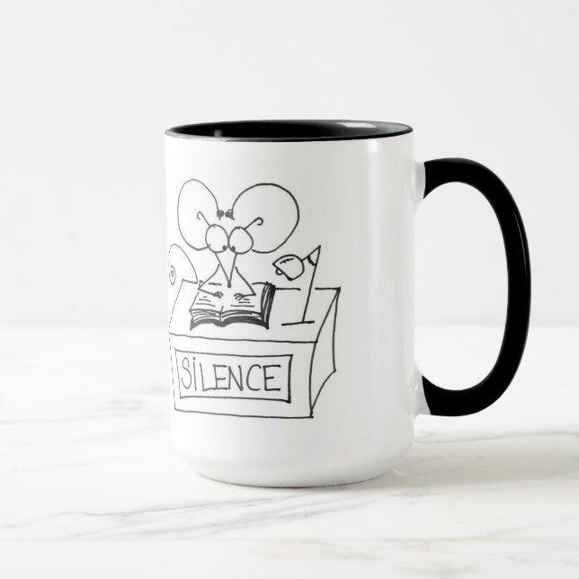 Silêncio! Rato da biblioteca - caneca de Stickmice (Direita)