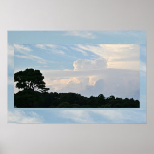 Silhouette de árvore com Poster de nuvens