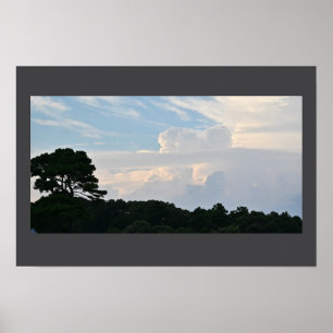 Silhouette de árvore com Poster de nuvens
