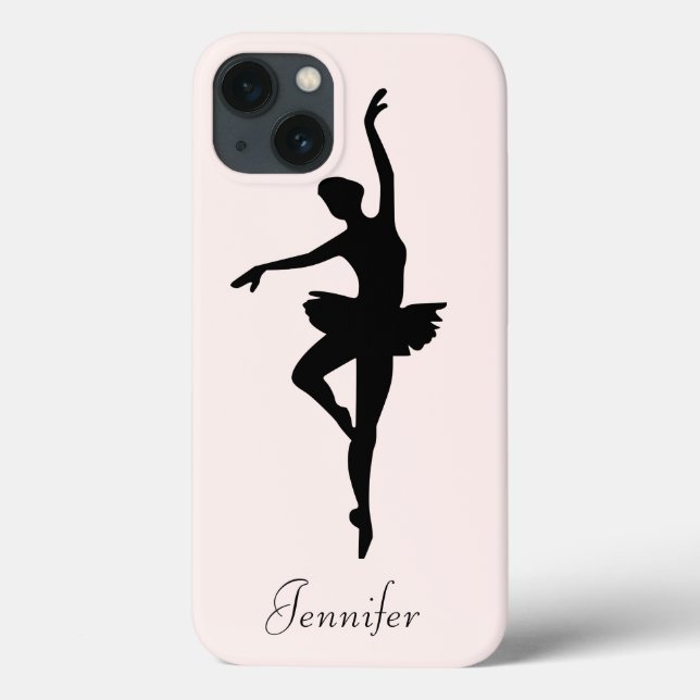 Silhouette de dança rosa personalizado (Verso)