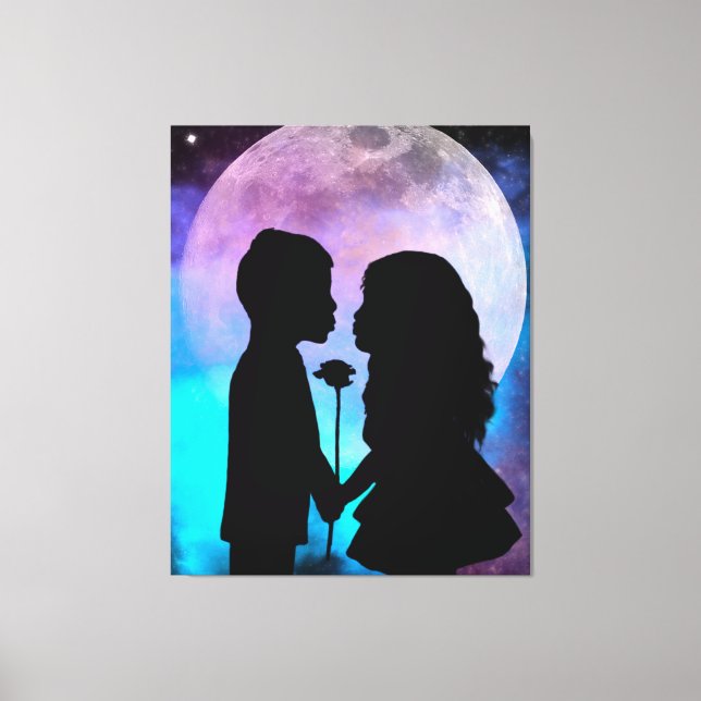 Silhouette Moon Young Love Stretch Canvas (Frente)