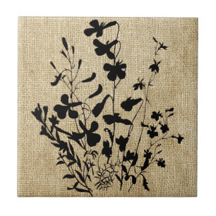 Silhoule de Flores Selvagem Burlap