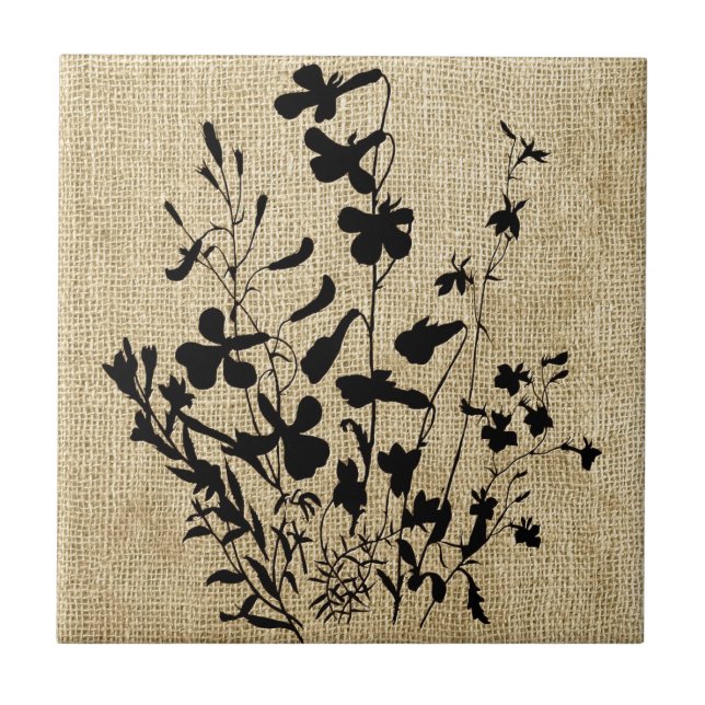 Silhoule de Flores Selvagem Burlap (Frente)