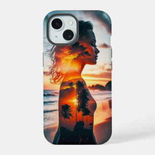 Silhoutte da deusa com a capa de telefone da costa