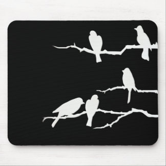 Silhueta branca Mousepad do pássaro