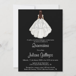 Silhueta branca Quinceañera convite