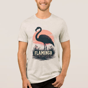 Silhueta da Arte da Água do Flamingo Rosa Retro ao