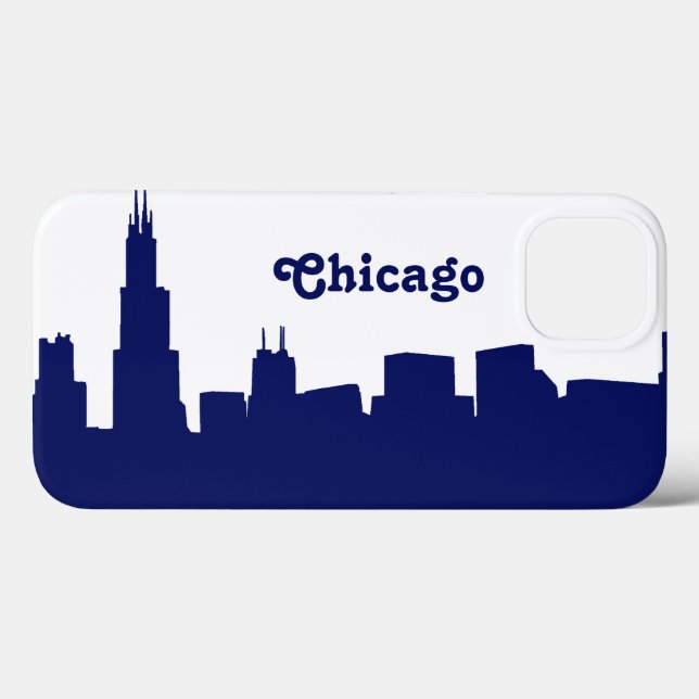 Silhueta da Cidade de Chicago Azul (Verso (horizontal))
