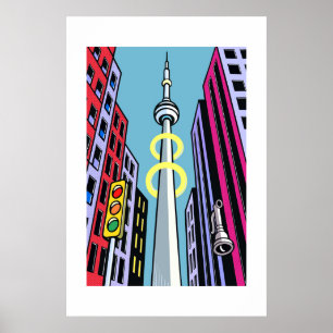 Silhueta da Cidade Pop – Poster de Torre Urbana