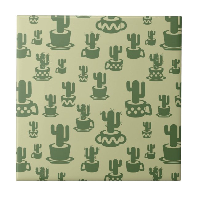 Silhueta de cacto sucessivo em copos e potes  (Frente)