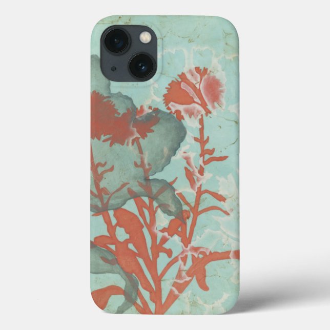 Silhueta de Flores Vermelhas em Fundo Teal (Verso)