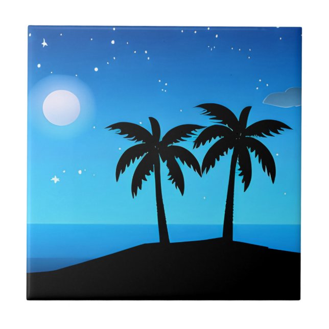Silhueta de Ilha Tropical com Lua e Estrelas (Frente)