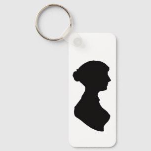 Silhueta de Jane Austen e citação em uma Chaveiro