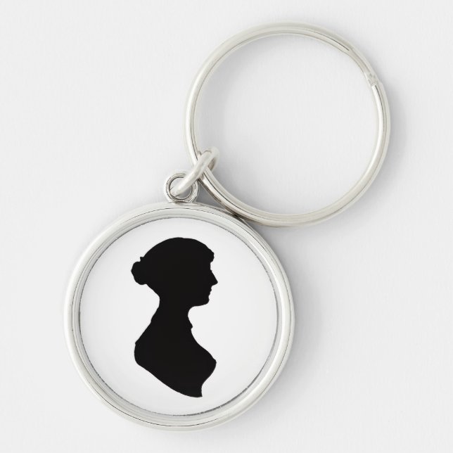 Silhueta de Jane Austen em uma Chaveiro (Frente)