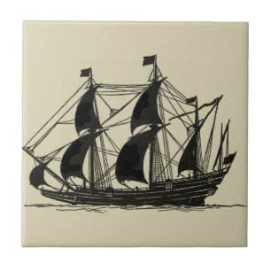 Silhueta de navio com velas para barrar