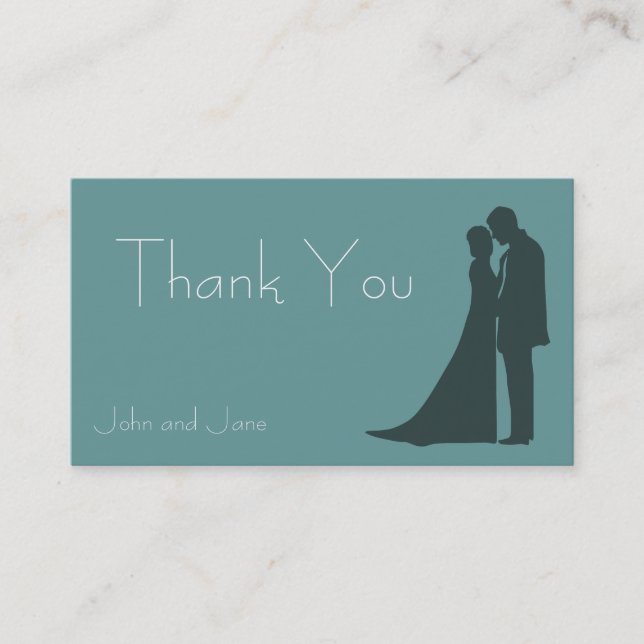 Silhueta de noiva e noiva Obrigado Cartão de visit (Frente)