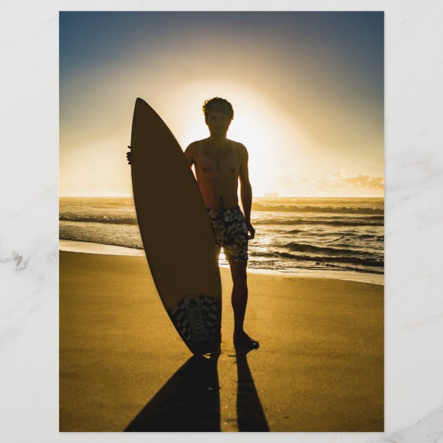 Silhueta de surfe durante o nascer do sol (Frente)